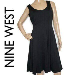 Nine West Women Black Sleeveless Fit & Flare Dress Size 8 little black dress LBD
